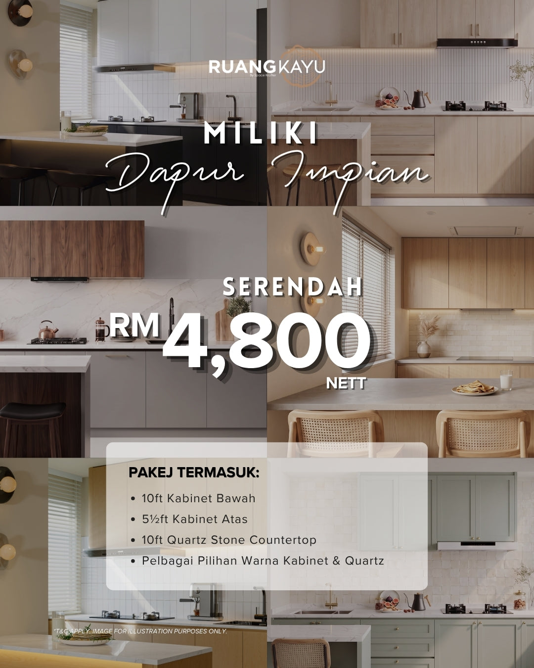 Custom Kitchen Cabinet Package RM4,800