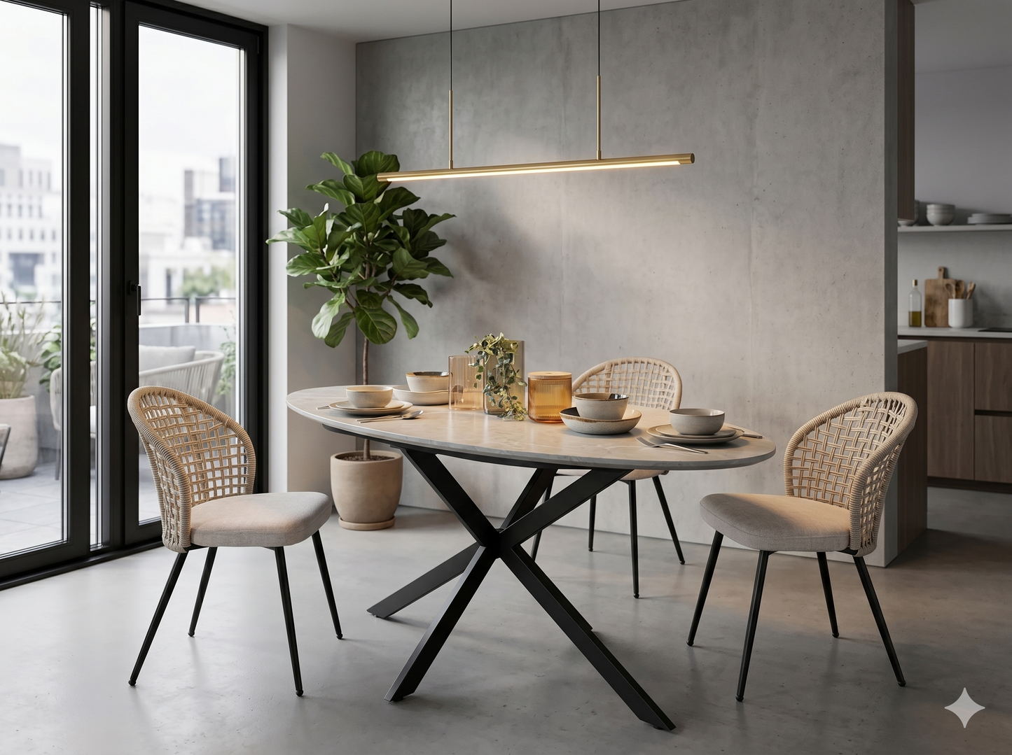 Wardan Dining Table with Warson Dining Chair Set