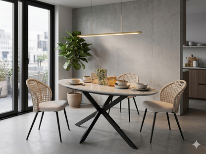 Wardan Dining Table with Warson Dining Chair Set